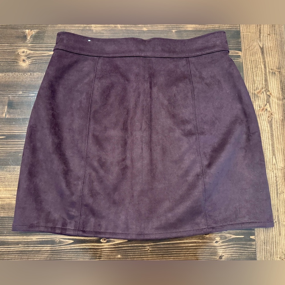 Maurices Chocolate Faux Suede Button-Front‎ Mini Skirt - Picture 2 of 6